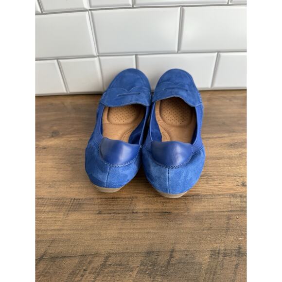 Lands End Woman Blue Suede Penny Loafers Size 7/12 511643 - Picture 4 of 6